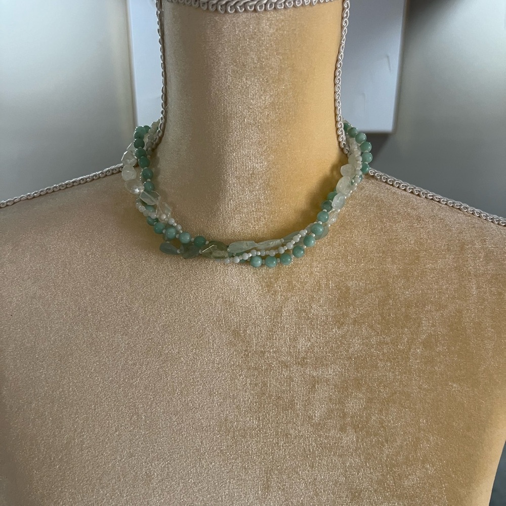 Handmade/genuine stones/sterling silver, wrapped necklace with matching earrings